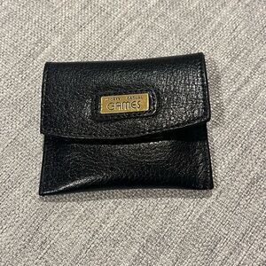 Vintage Games Designer Black Leather Coin Purse Pouch Gold Men’s or Women’s